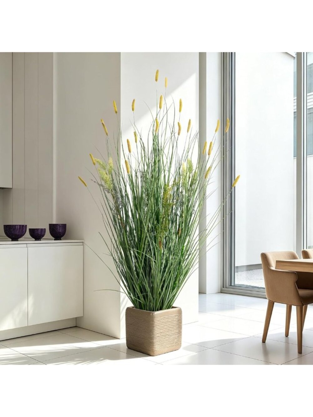 Realistic Faux Pampas Grass - Pet-Friendly Indoor/Outdoor Decor, Perfect for